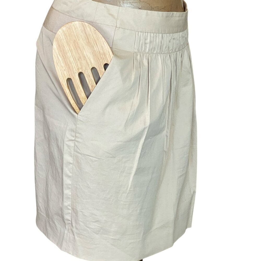 Banana Republic Cotton Smocked Waist Pocket Skirt Sz 4P Light Khaki-Beige #349C - Picture 2 of 9